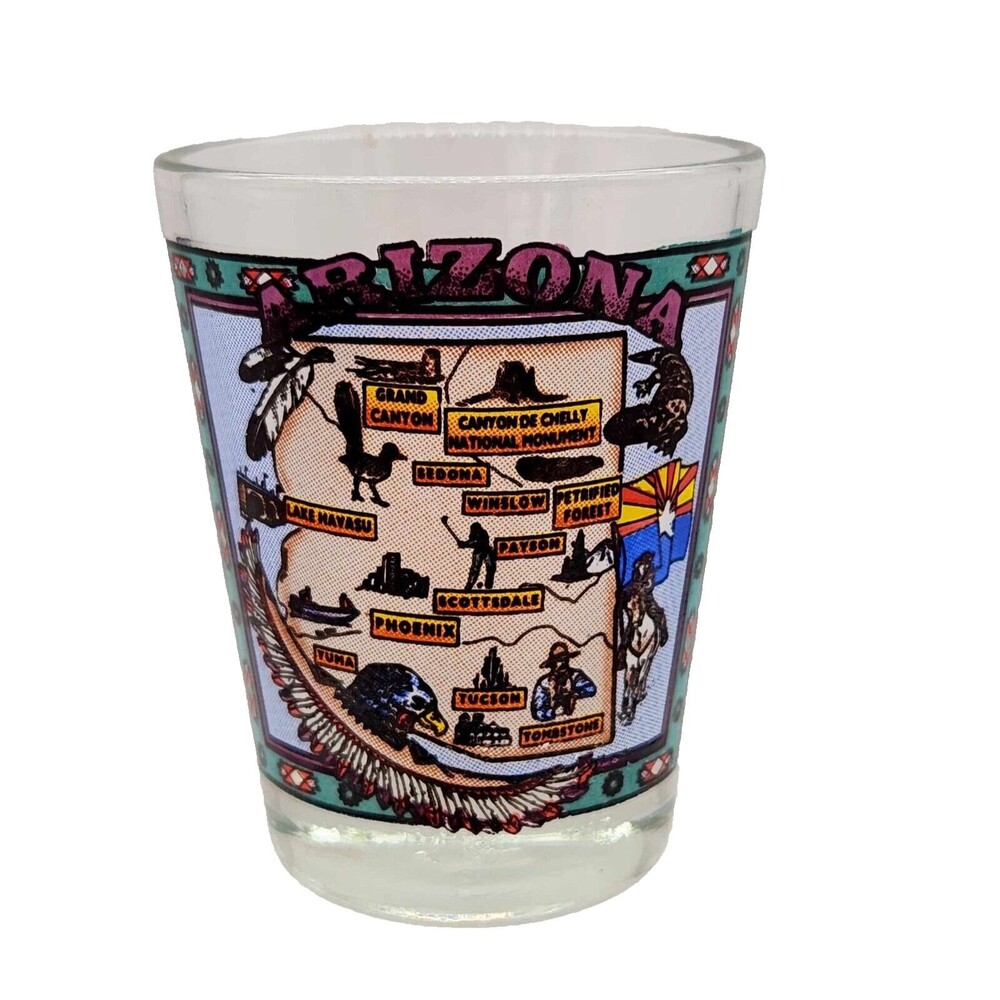 Arizona State Map Graphic Shot Glass Collectible Souvenir Grand Canyon Phoenix